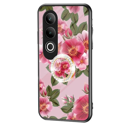 For OnePlus Nord CE4 5G Case Tempered Glass Pattern Printing Phone Cover with Ring Kickstand