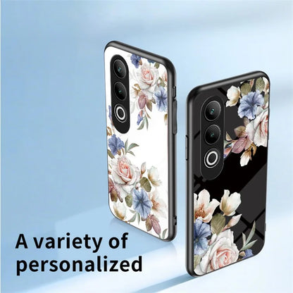 For OnePlus Nord CE4 5G Case Tempered Glass Pattern Printing Phone Cover with Ring Kickstand