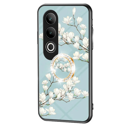 For OnePlus Nord CE4 5G Case Tempered Glass Pattern Printing Phone Cover with Ring Kickstand