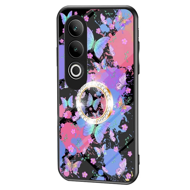 For OnePlus Nord CE4 5G Case Pattern Print Tempered Glass Kickstand Phone Cover