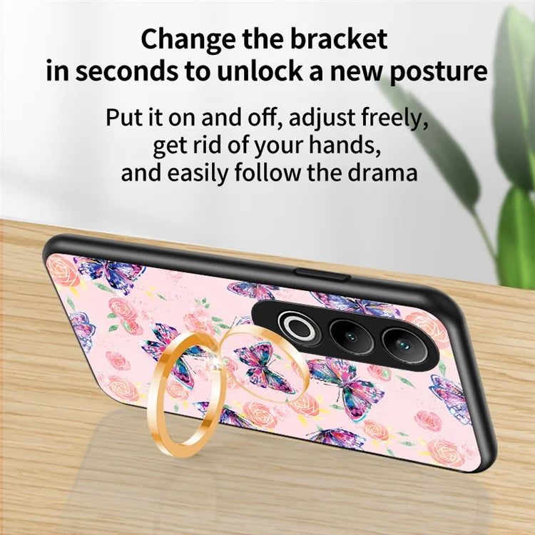 For OnePlus Nord CE4 5G Case Pattern Print Tempered Glass Kickstand Phone Cover
