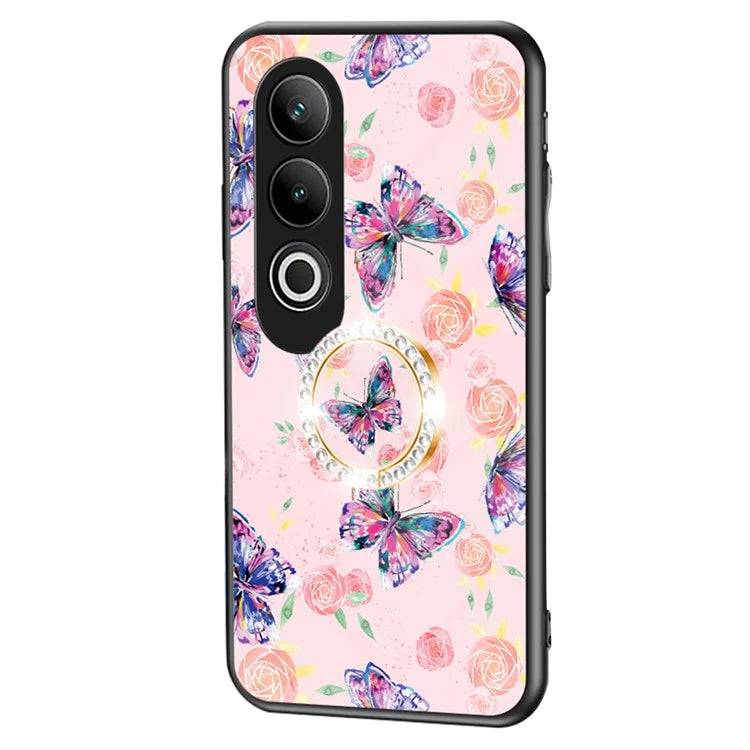 For OnePlus Nord CE4 5G Case Pattern Print Tempered Glass Kickstand Phone Cover