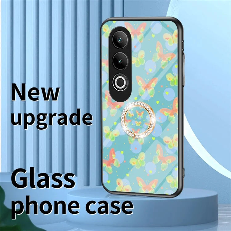 For OnePlus Nord CE4 5G Case Pattern Print Tempered Glass Kickstand Phone Cover