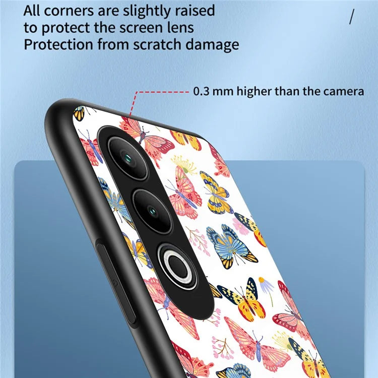 For OnePlus Nord CE4 5G Case Pattern Print Tempered Glass Kickstand Phone Cover