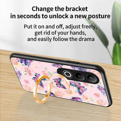 For OnePlus Nord CE4 5G Case Pattern Print Tempered Glass Kickstand Phone Cover