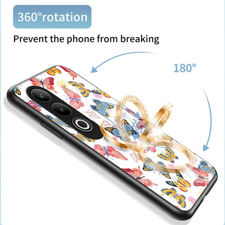 For OnePlus Nord CE4 5G Case Pattern Print Tempered Glass Kickstand Phone Cover