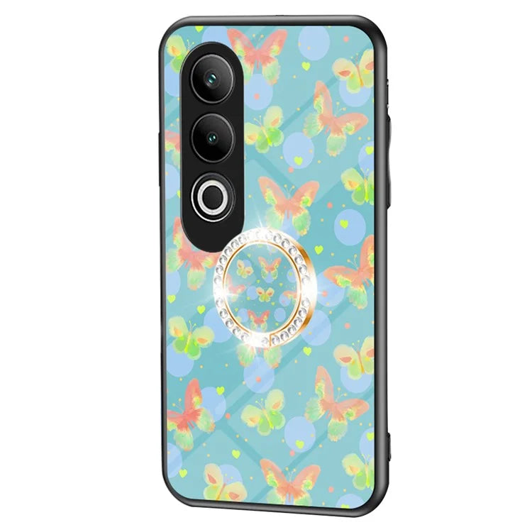 For OnePlus Nord CE4 5G Case Pattern Print Tempered Glass Kickstand Phone Cover