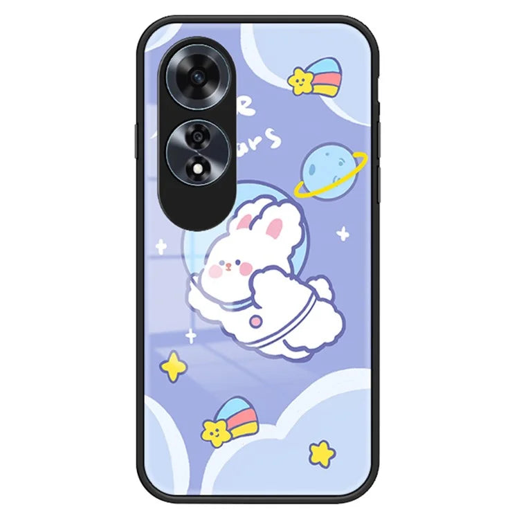 For Oppo A60 4G Cell Phone Case Tempered Glass Cartoon Animal Pattern Shell