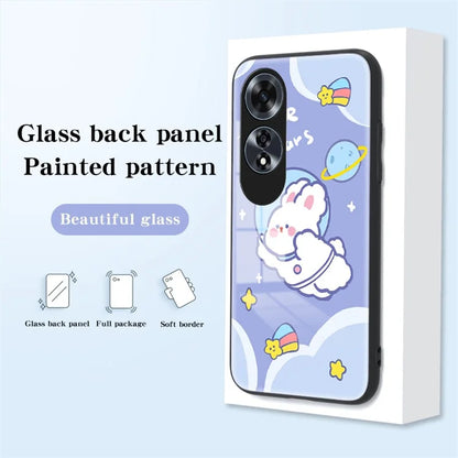 For Oppo A60 4G Cell Phone Case Tempered Glass Cartoon Animal Pattern Shell