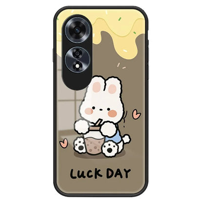For Oppo A60 4G Cell Phone Case Tempered Glass Cartoon Animal Pattern Shell