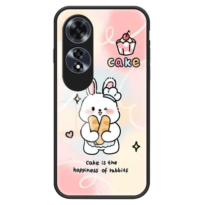 For Oppo A60 4G Cell Phone Case Tempered Glass Cartoon Animal Pattern Shell