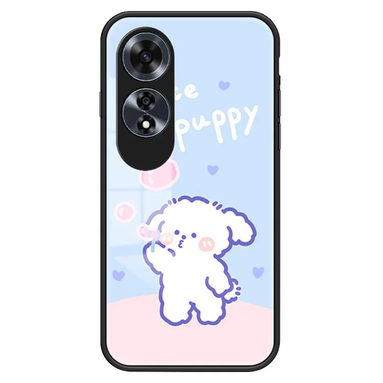 For Oppo A60 4G Cell Phone Case Tempered Glass Cartoon Animal Pattern Shell