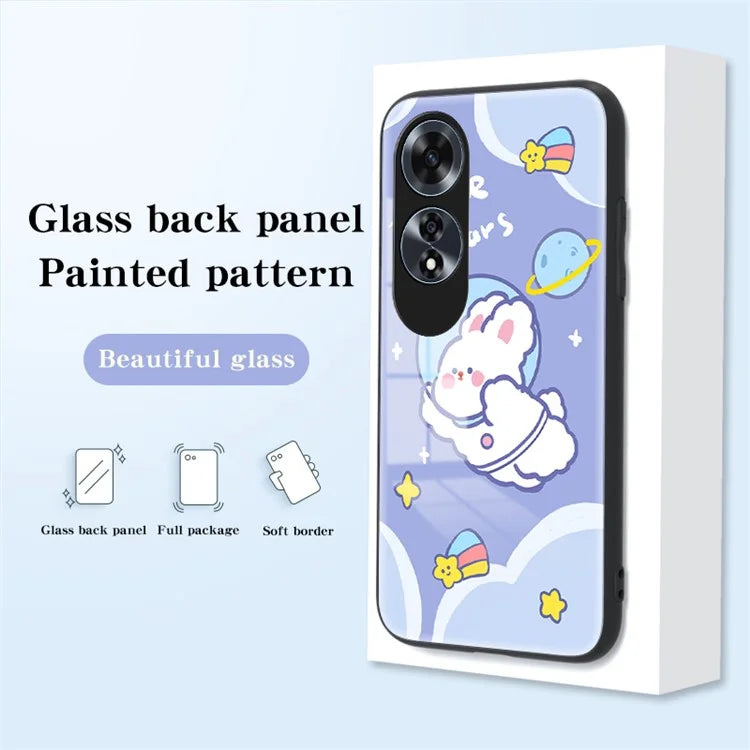 For Oppo A60 4G Cell Phone Case Tempered Glass Cartoon Animal Pattern Shell