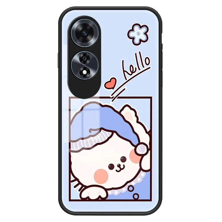 For Oppo A60 4G Cell Phone Case Tempered Glass Cartoon Animal Pattern Shell