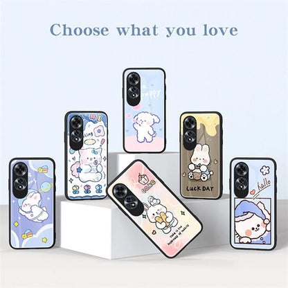 For Oppo A60 4G Cell Phone Case Tempered Glass Cartoon Animal Pattern Shell