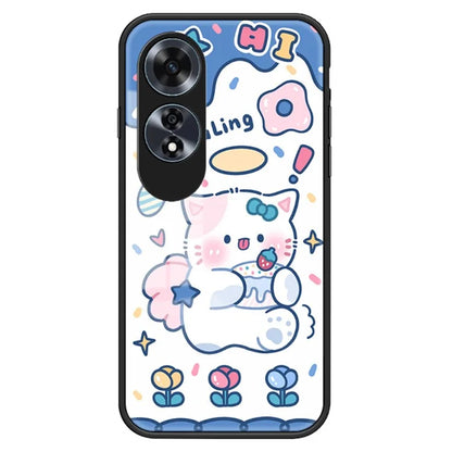 For Oppo A60 4G Cell Phone Case Tempered Glass Cartoon Animal Pattern Shell