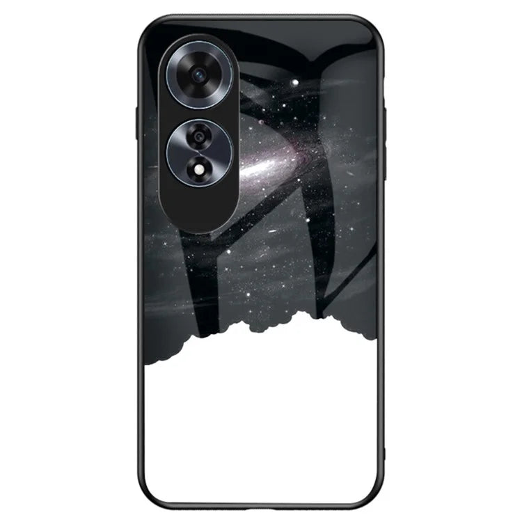 For Oppo A60 4G Case Tempered Glass Back Cover Pretty Starry Sky Pattern Design