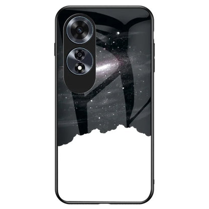 For Oppo A60 4G Case Tempered Glass Back Cover Pretty Starry Sky Pattern Design