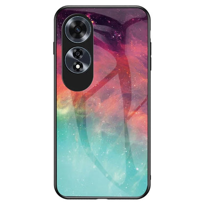 For Oppo A60 4G Case Tempered Glass Back Cover Pretty Starry Sky Pattern Design