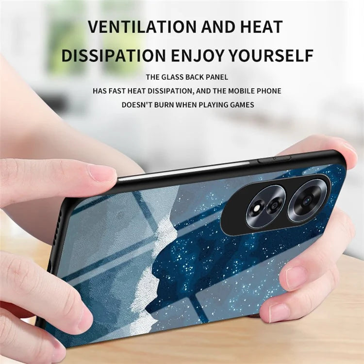 For Oppo A60 4G Case Tempered Glass Back Cover Pretty Starry Sky Pattern Design