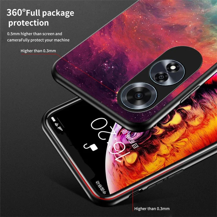 For Oppo A60 4G Case Tempered Glass Back Cover Pretty Starry Sky Pattern Design
