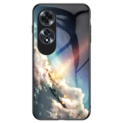 For Oppo A60 4G Case Tempered Glass Back Cover Pretty Starry Sky Pattern Design