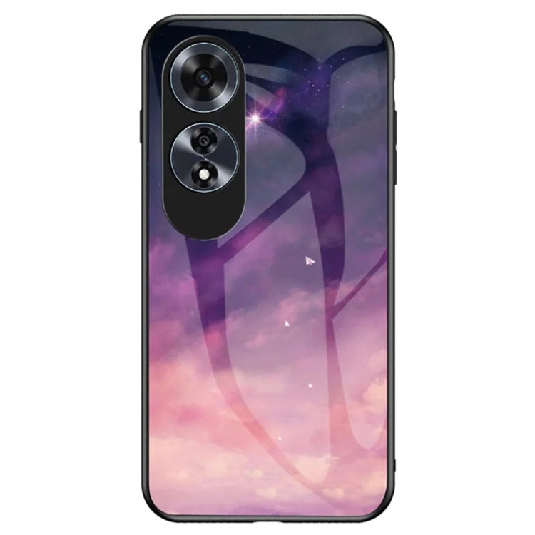 For Oppo A60 4G Case Tempered Glass Back Cover Pretty Starry Sky Pattern Design