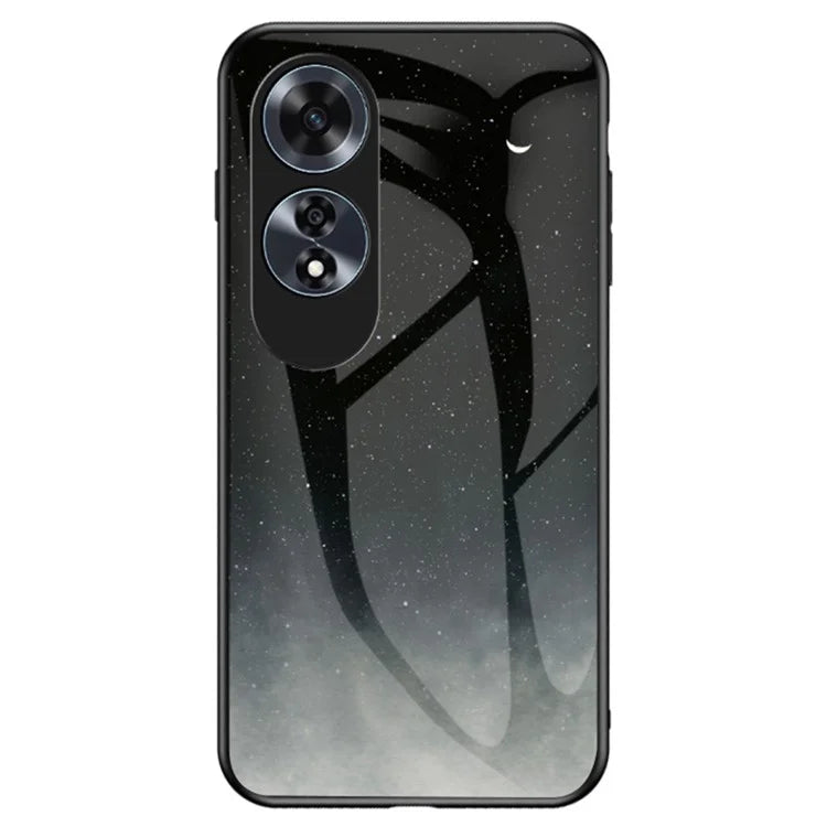 For Oppo A60 4G Case Tempered Glass Back Cover Pretty Starry Sky Pattern Design