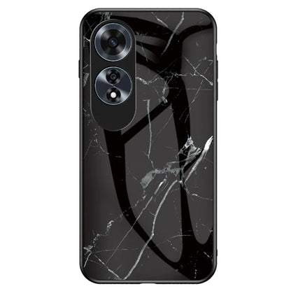 For Oppo A60 4G Case TPU Frame Tempered Glass+PC Back Cover Marble Pattern