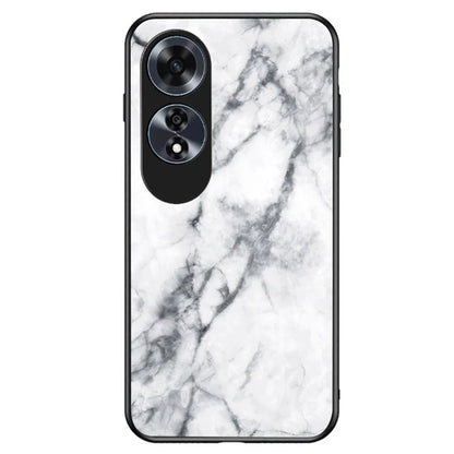 For Oppo A60 4G Case TPU Frame Tempered Glass+PC Back Cover Marble Pattern