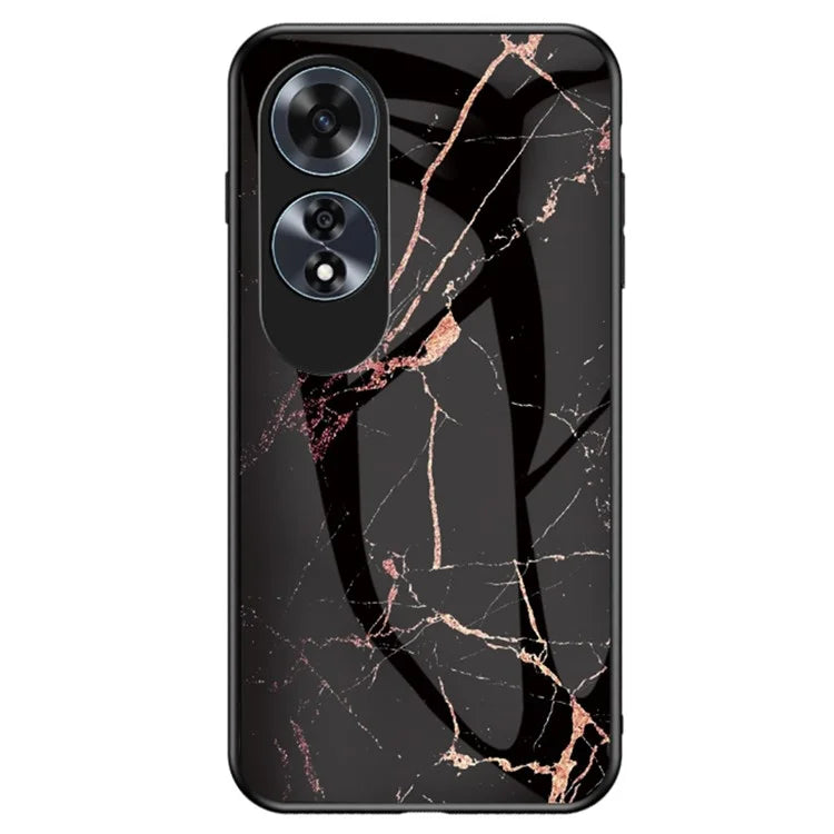 For Oppo A60 4G Case TPU Frame Tempered Glass+PC Back Cover Marble Pattern