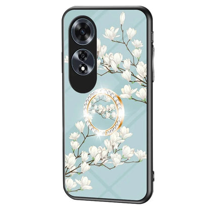 For Oppo A60 4G Case Patterned Tempered Glas Phone Cover with Ring Kickstand