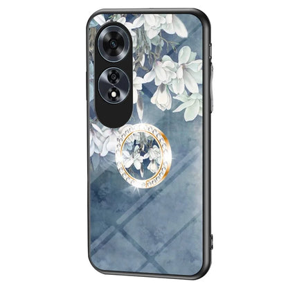 For Oppo A60 4G Case Patterned Tempered Glas Phone Cover with Ring Kickstand