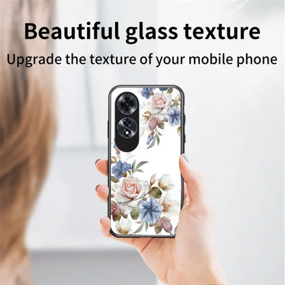 For Oppo A60 4G Case Patterned Tempered Glas Phone Cover with Ring Kickstand