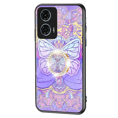 For Motorola Moto G24 Power Case Butterfly Series Tempered Glass Phone Cover with Kickstand