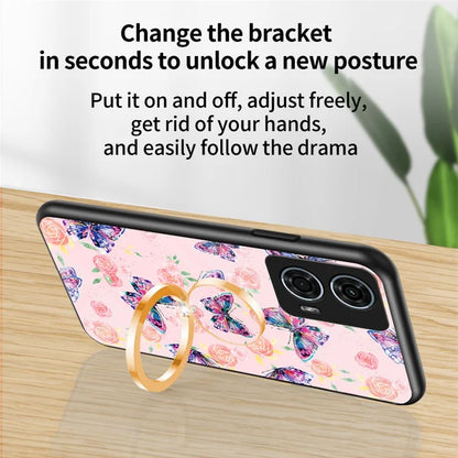 For Motorola Moto G24 Power Case Butterfly Series Tempered Glass Phone Cover with Kickstand