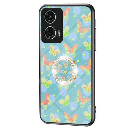 For Motorola Moto G24 Power Case Butterfly Series Tempered Glass Phone Cover with Kickstand