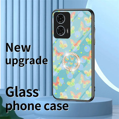 For Motorola Moto G24 Power Case Butterfly Series Tempered Glass Phone Cover with Kickstand
