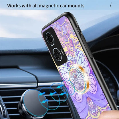 For Motorola Moto G24 Power Case Butterfly Series Tempered Glass Phone Cover with Kickstand