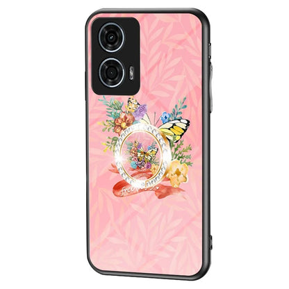 For Motorola Moto G24 Power Case Butterfly Series Tempered Glass Phone Cover with Kickstand