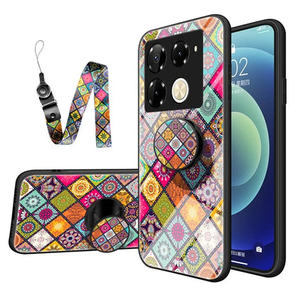 For Infinix Note 40 Pro 4G Case Tempered Glass Ethnic Pattern Phone Cover