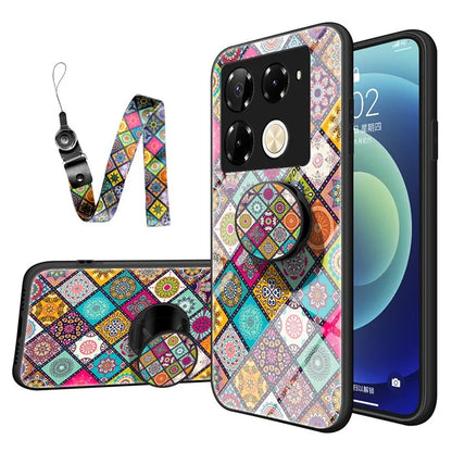 For Infinix Note 40 Pro 4G Case Tempered Glass Ethnic Pattern Phone Cover