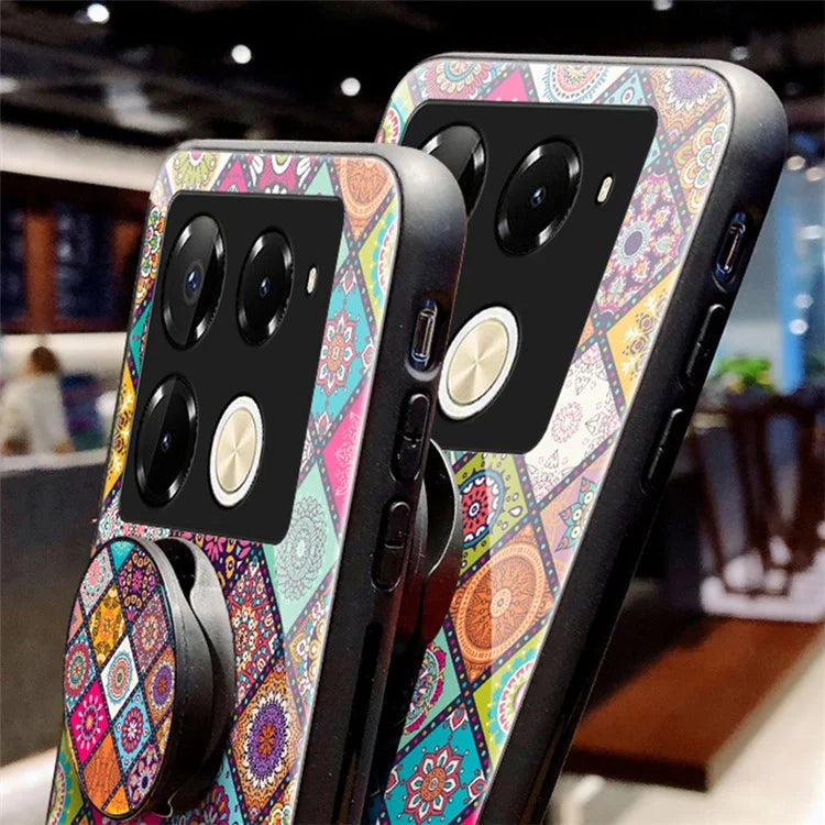 For Infinix Note 40 Pro 4G Case Tempered Glass Ethnic Pattern Phone Cover