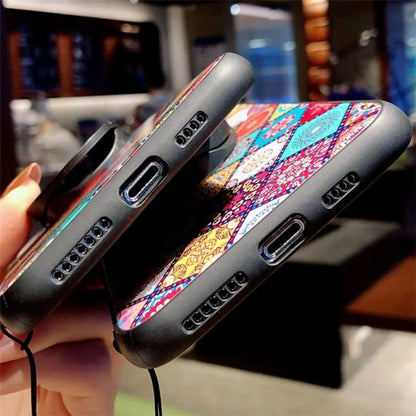 For Infinix Note 40 Pro 4G Case Tempered Glass Ethnic Pattern Phone Cover