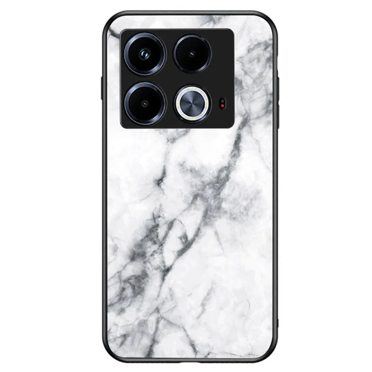 For Infinix Note 40 Tempered Glass Case Marble Pattern Protective Phone Cover