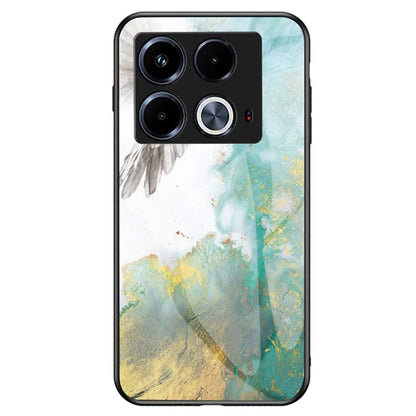 For Infinix Note 40 Tempered Glass Case Marble Pattern Protective Phone Cover