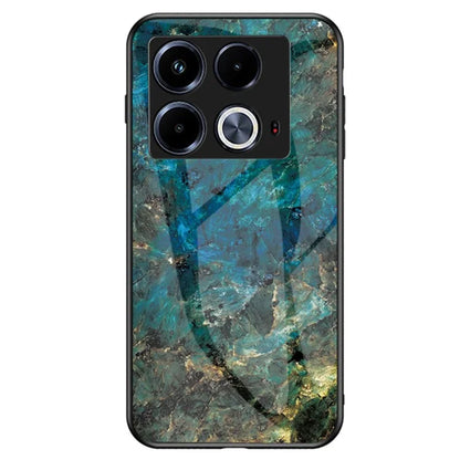 For Infinix Note 40 Tempered Glass Case Marble Pattern Protective Phone Cover