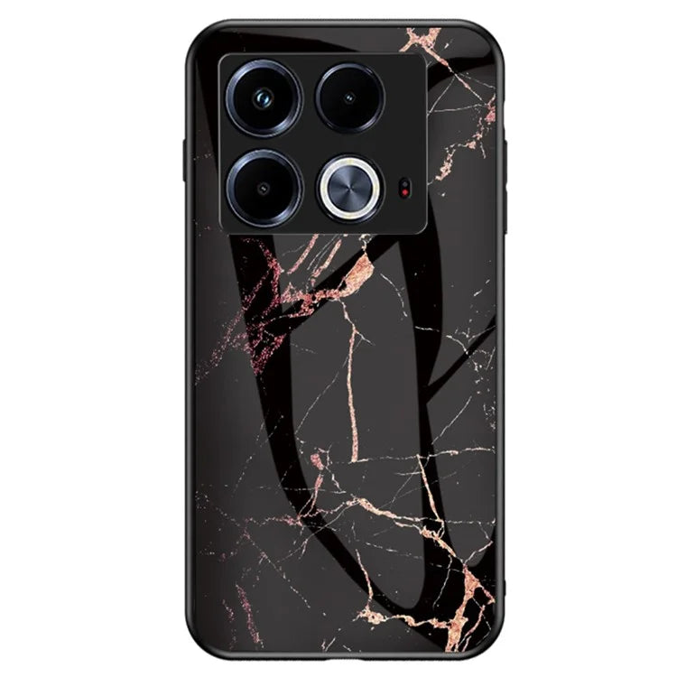 For Infinix Note 40 Tempered Glass Case Marble Pattern Protective Phone Cover