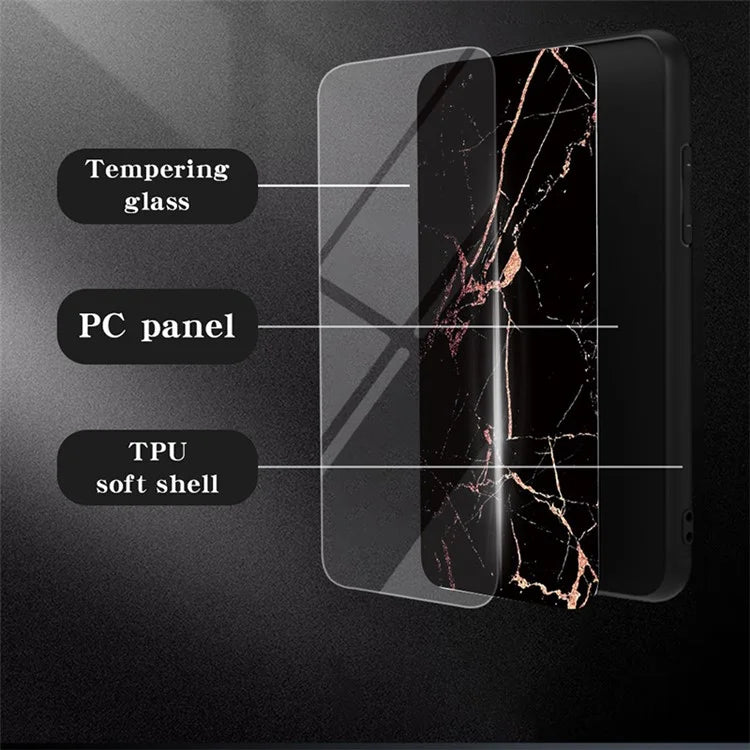 For Infinix Note 40 Tempered Glass Case Marble Pattern Protective Phone Cover