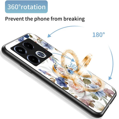 For Infinix Note 40 Case Pattern Print Tempered Glass Kickstand Phone Cover